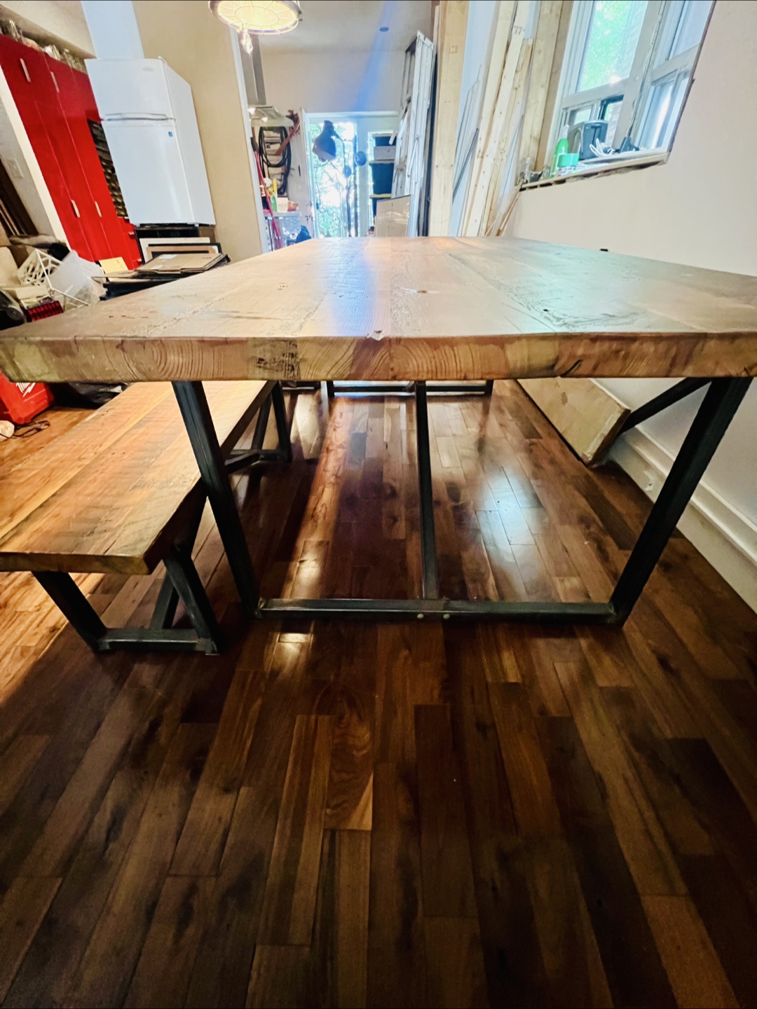 Rustic Wood Dining Table and Bench - photo 4