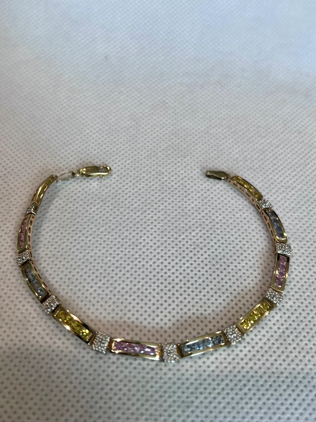 Gold Bracelet with Multi-Colored Stones thumbnail