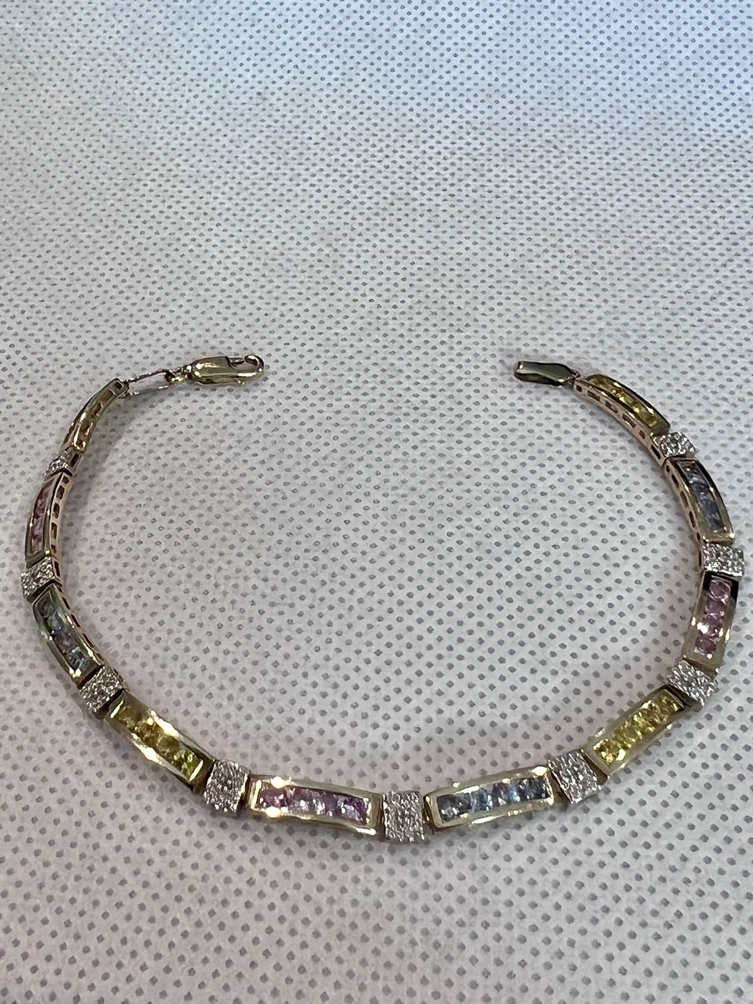 Gold Bracelet with Multi-Colored Stones - photo 3