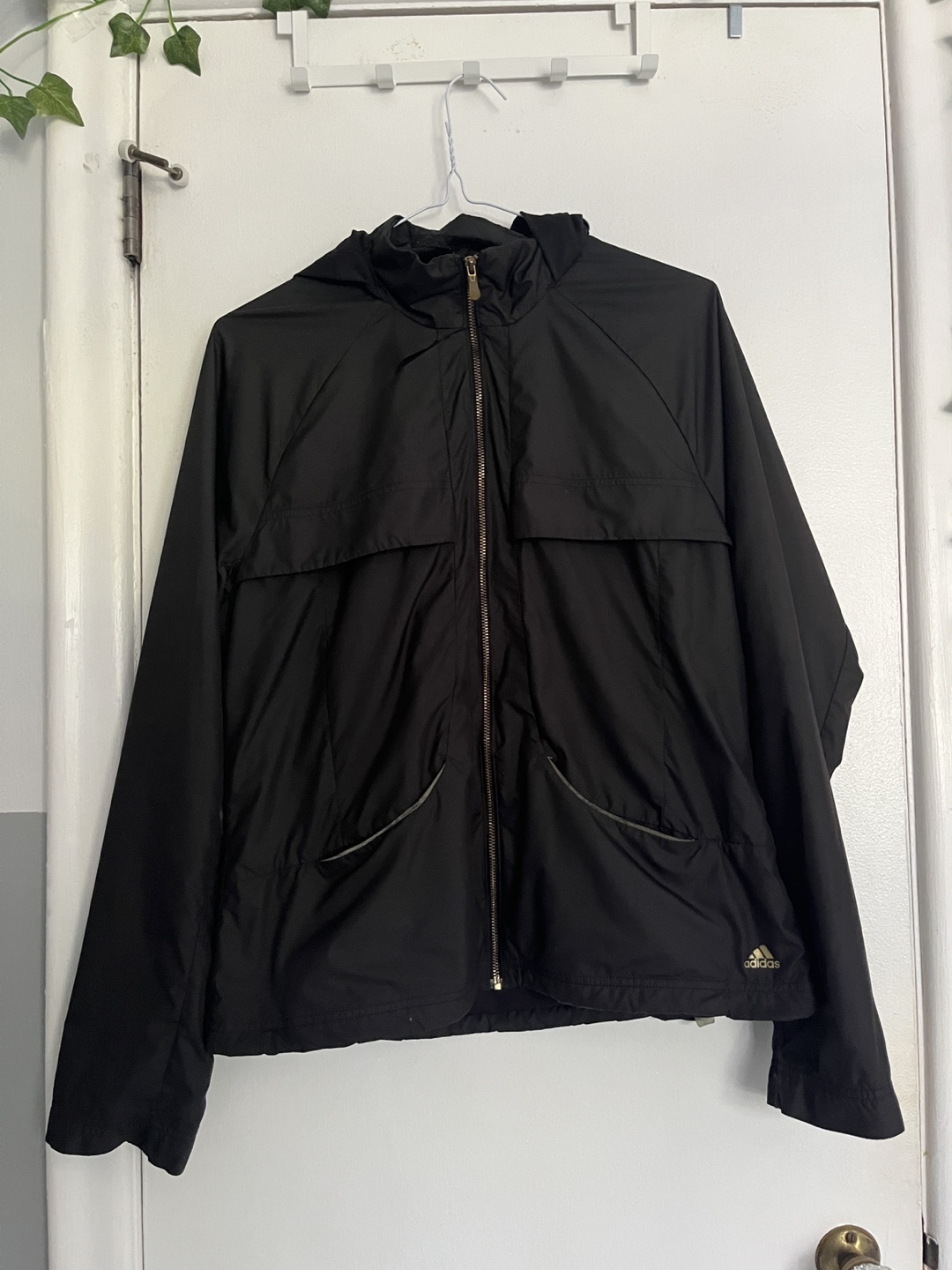 Adidas Black Windbreaker Jacket - Medium