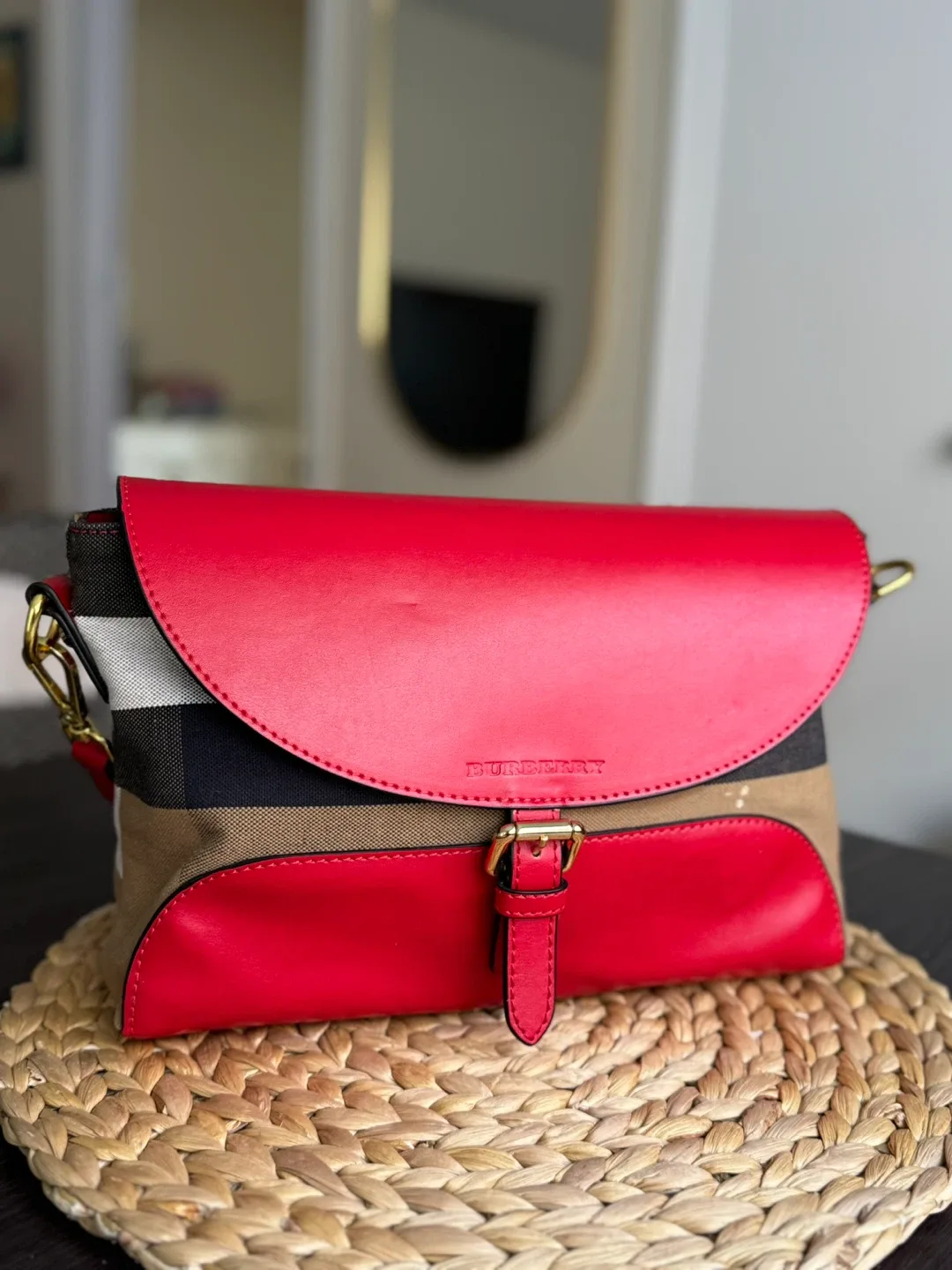 Burberry Red Leather Crossbody Bag thumbnail