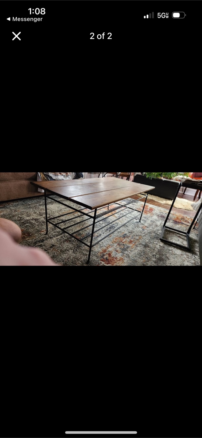 Wood coffee table iron base