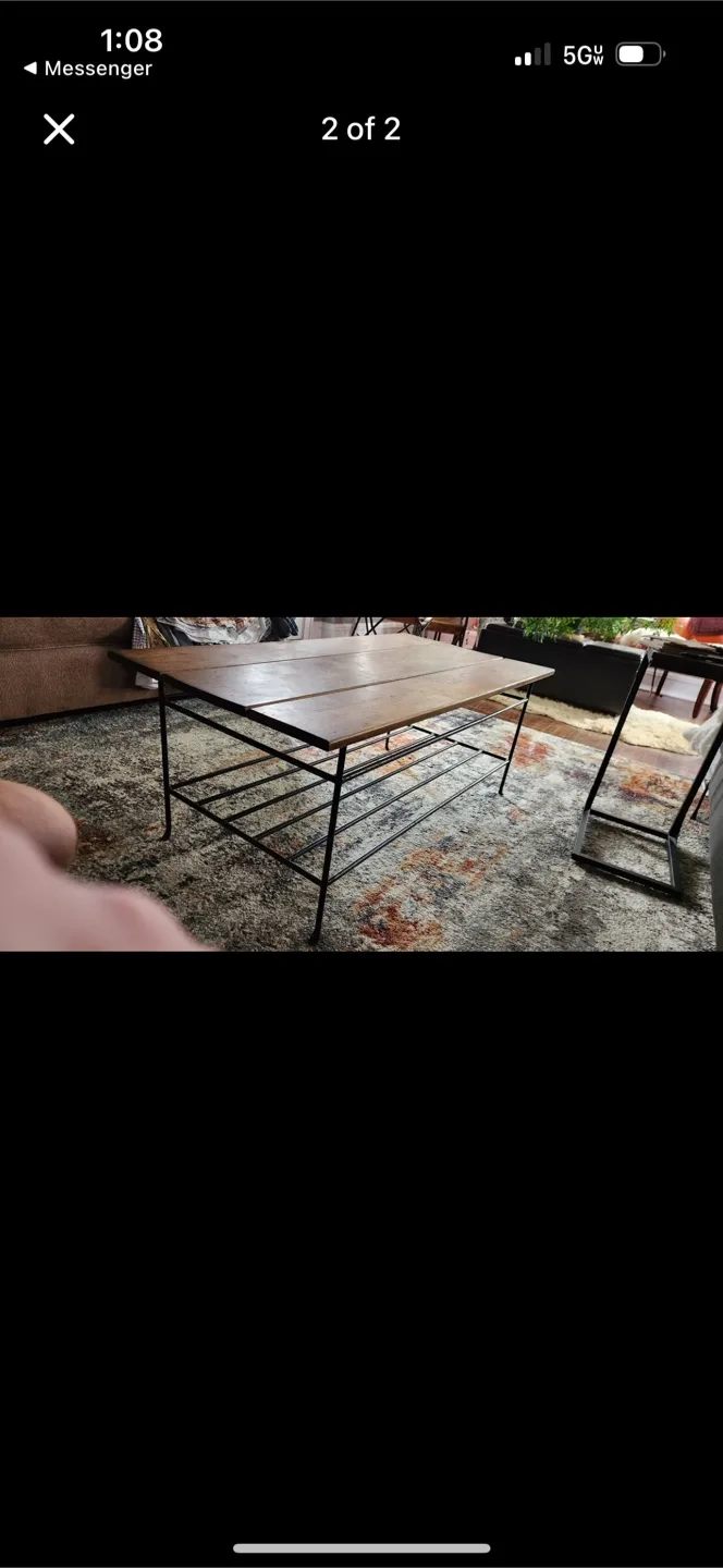 Wood coffee table iron base thumbnail