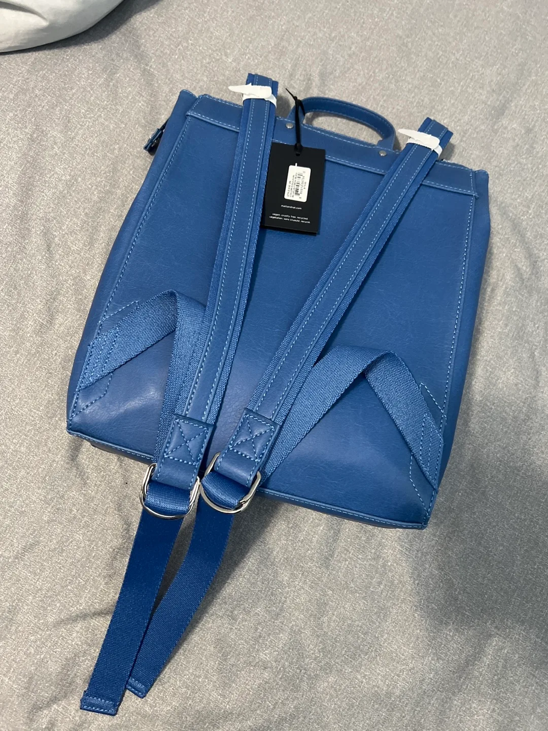 Matt & Nat Blue Vegan Leather Vintage Backpack image indicator(2)