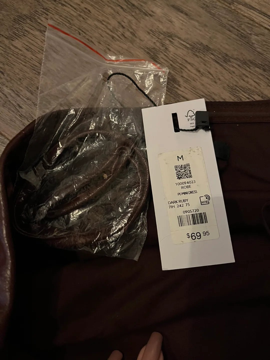 Dynamite Dark Ruby Faux Leather Dress - Size M image indicator(3)