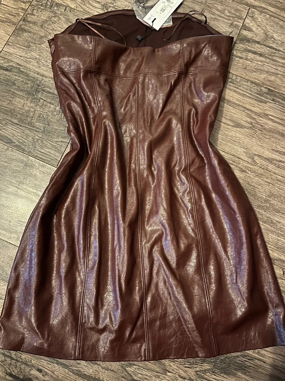 Dynamite Dark Ruby Faux Leather Dress - Size M image indicator(4)
