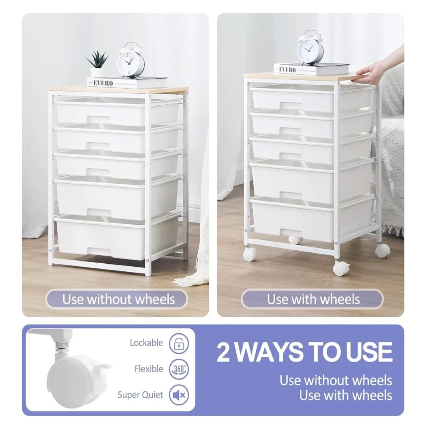 Rolling Storage Cart with 5 Drawers image indicator(5)