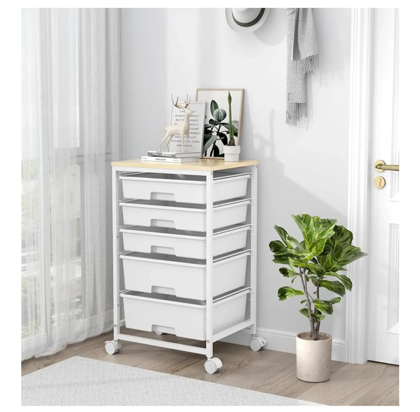 Rolling Storage Cart with 5 Drawers image indicator(6)