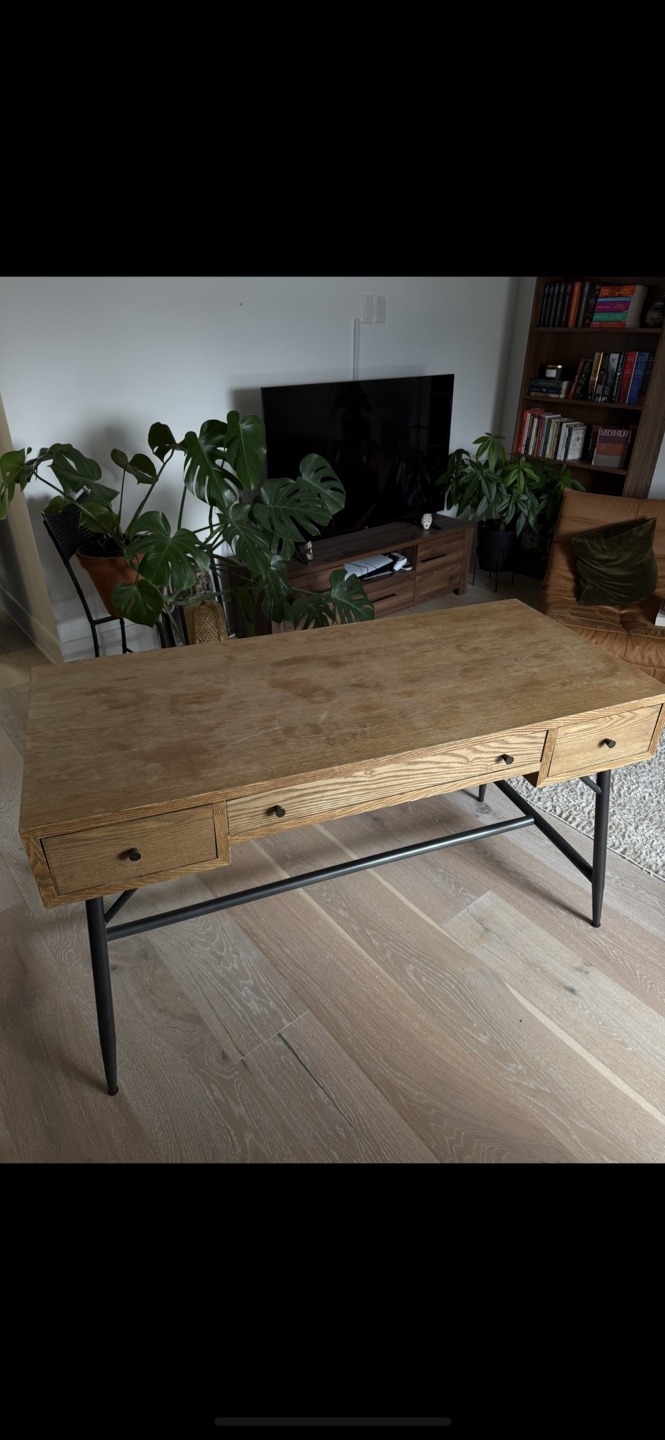 Wood Desk with Black Legs