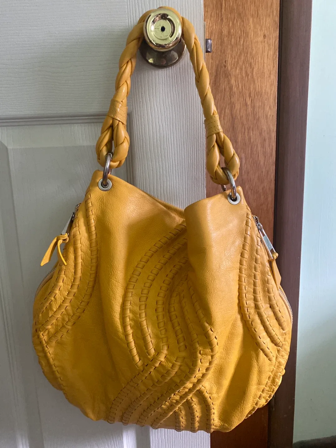 Yellow Leather Hobo Bag thumbnail
