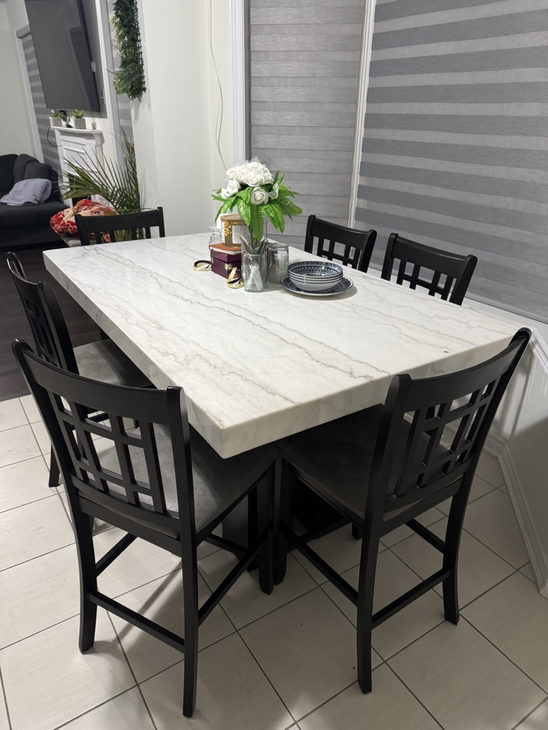 Dining Table with 6 Chairs - Marble Top