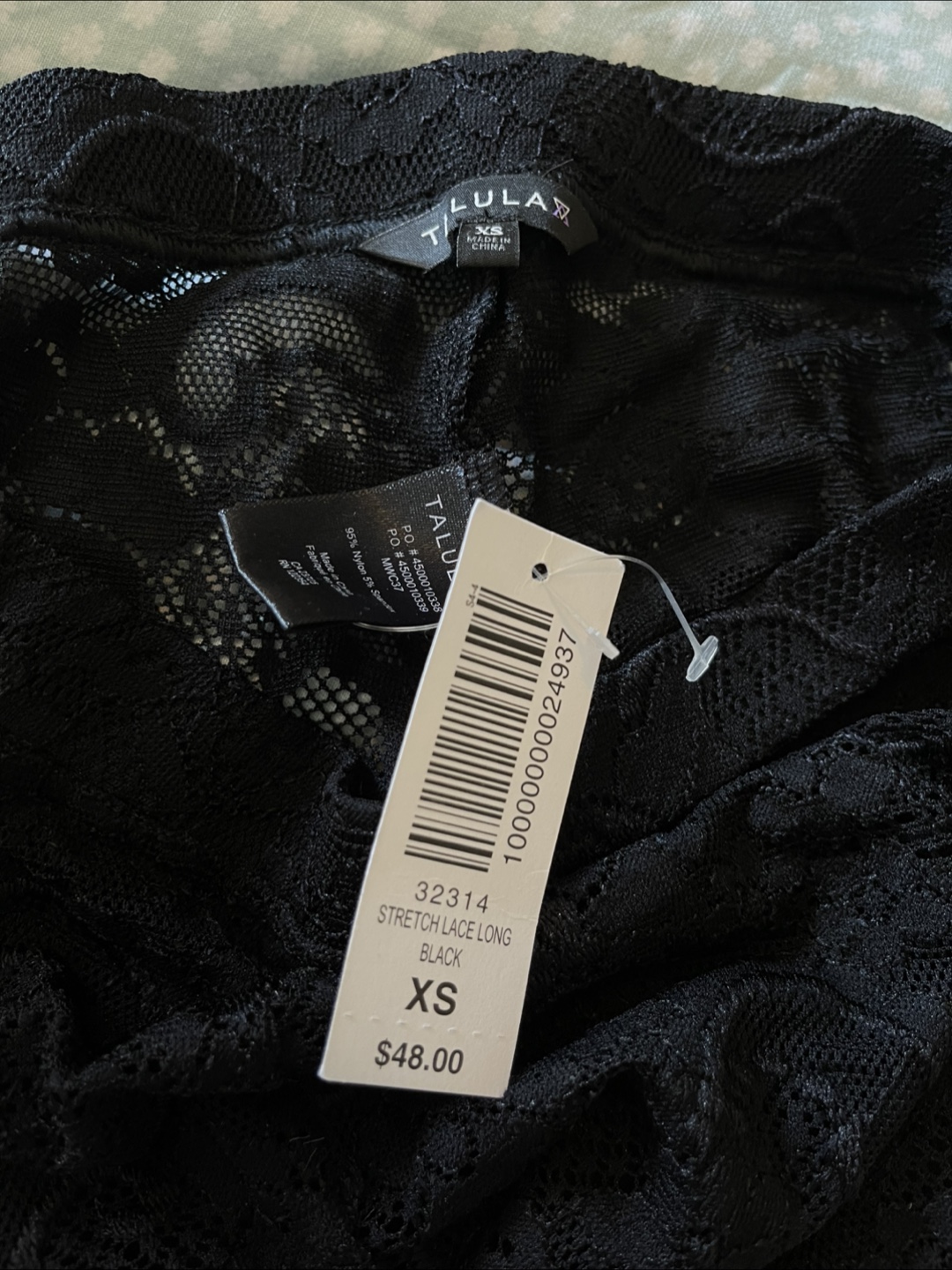 Aritzia TALULA XS Black Lace Long Pants - New