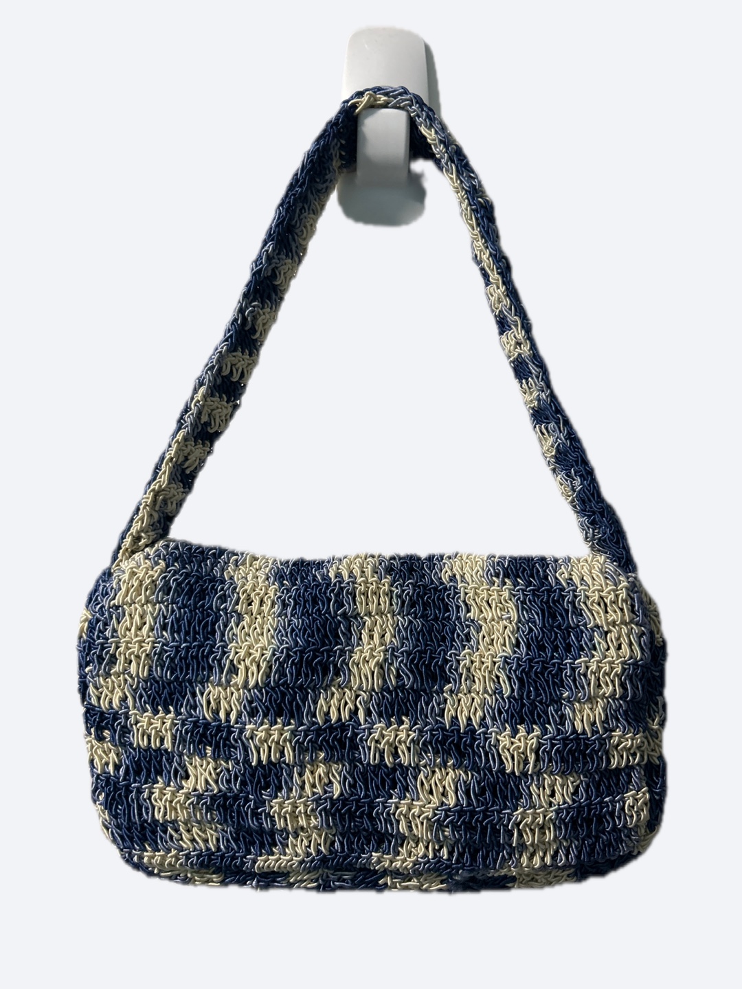 MNG Crochet Shoulder Bag - Blue & Beige - photo 2