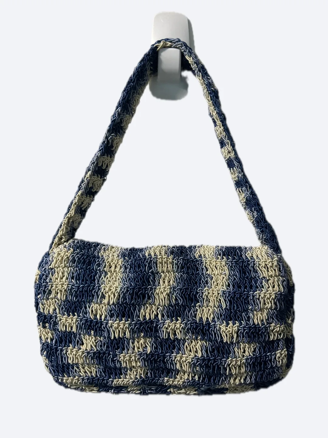 MNG Crochet Shoulder Bag - Blue & Beige image indicator(2)