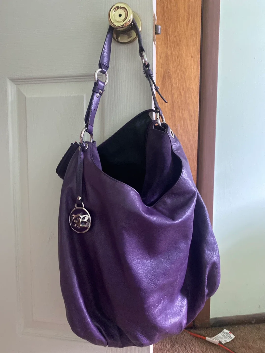 Blue Tosca Purple Leather Hobo Bag thumbnail