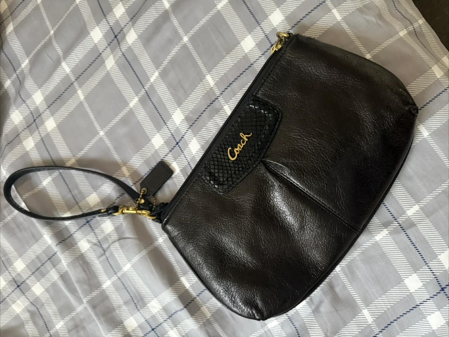 Coach Black Leather Wristlet