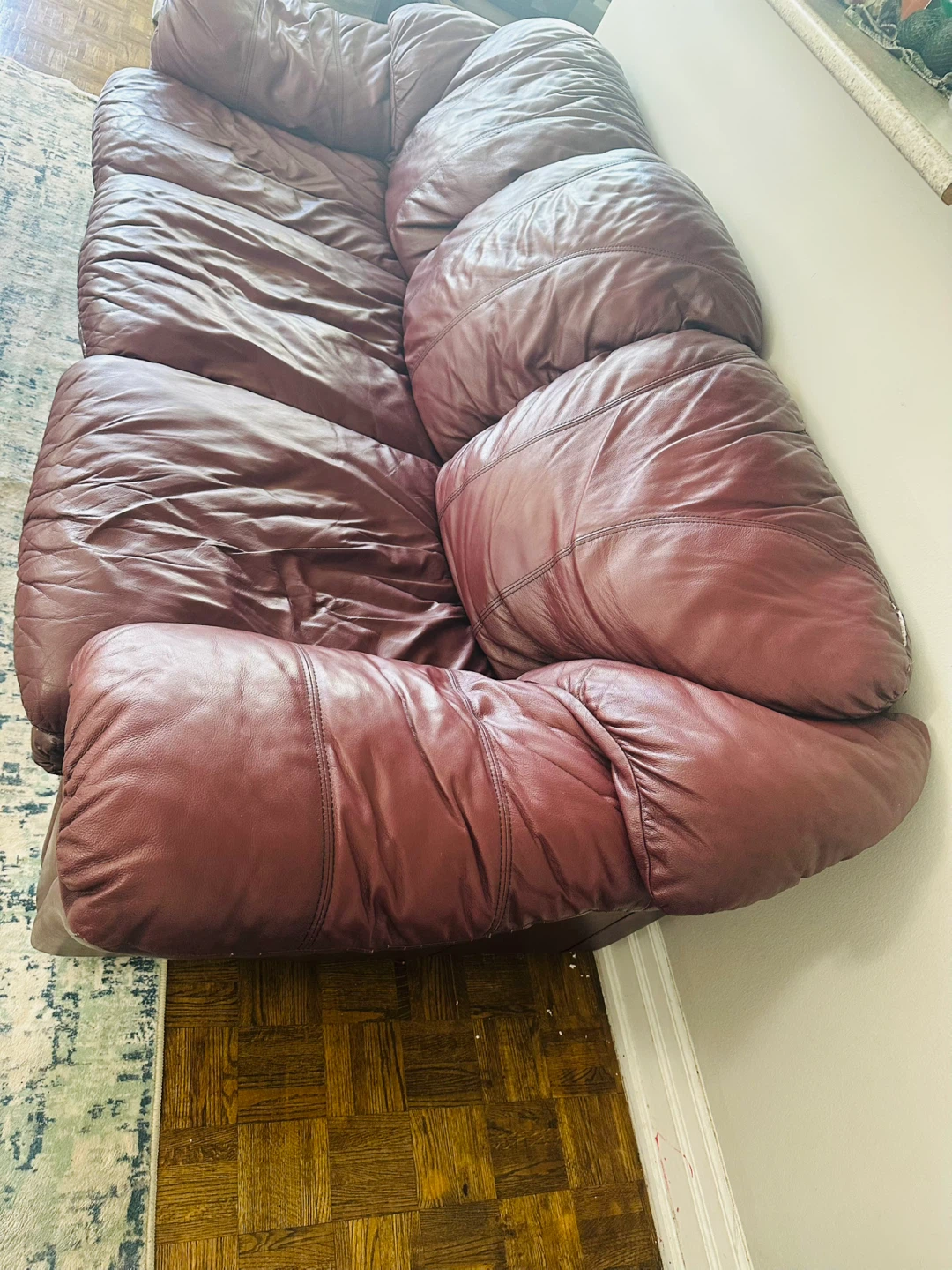 Burgundy Leather Sofa - Comfortable Seating - photo 2