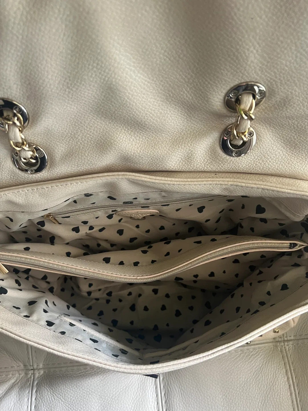 Cream/Gold Studded Shoulder Bag image indicator(6)
