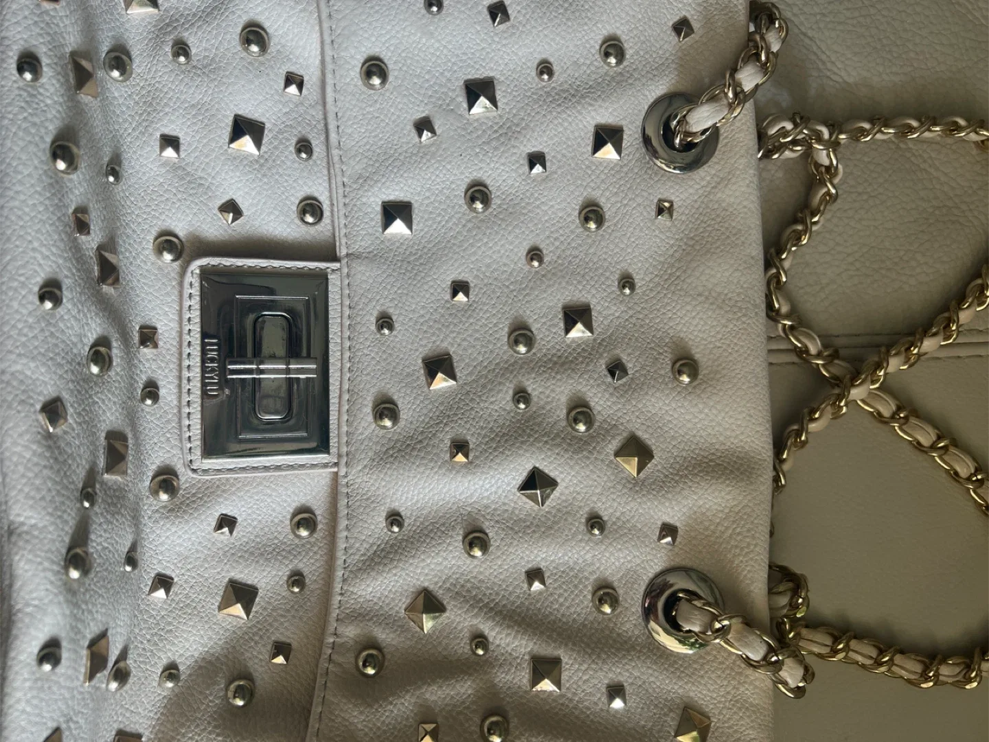 Cream/Gold Studded Shoulder Bag image indicator(4)