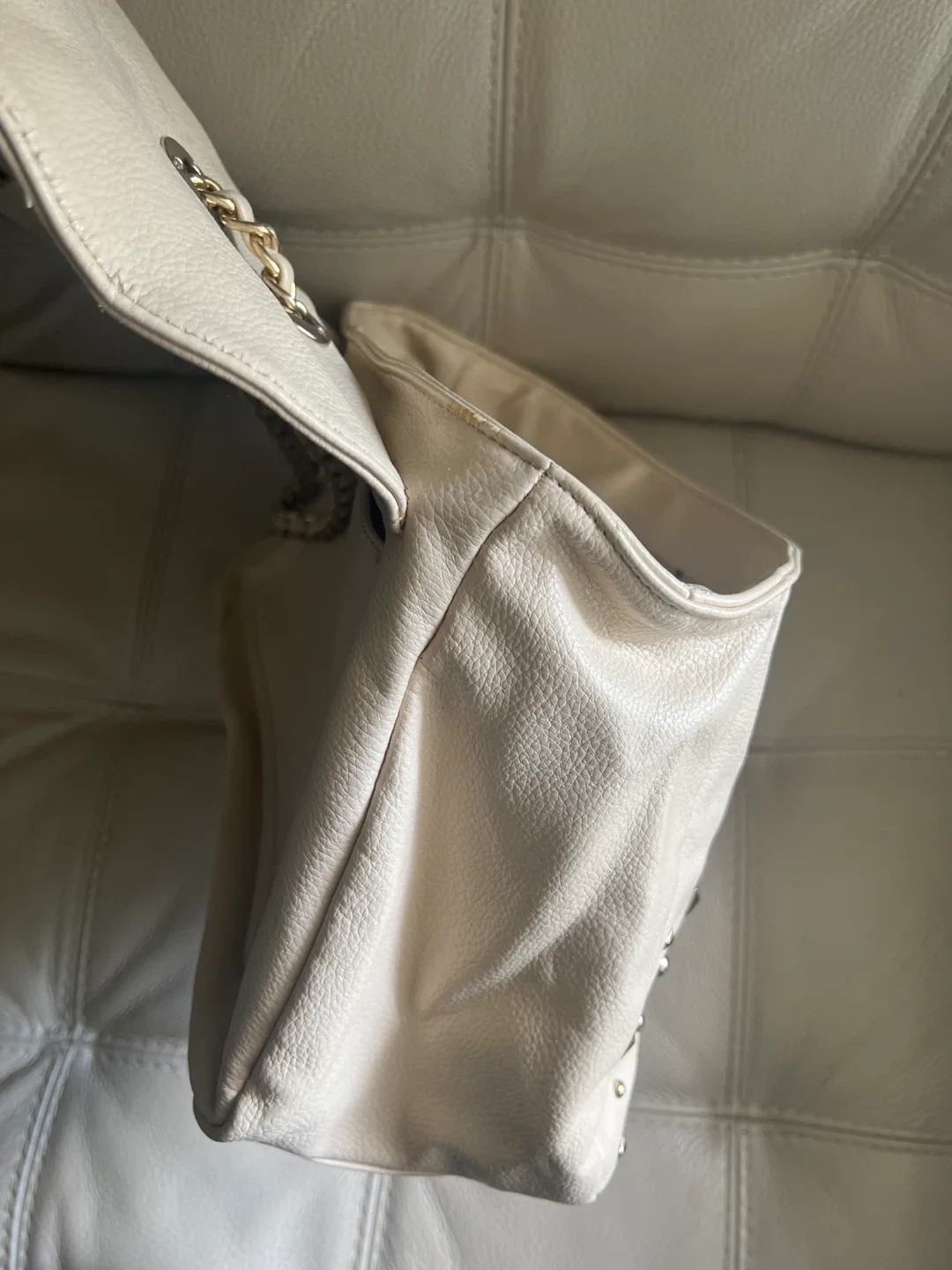 Cream/Gold Studded Shoulder Bag image indicator(9)