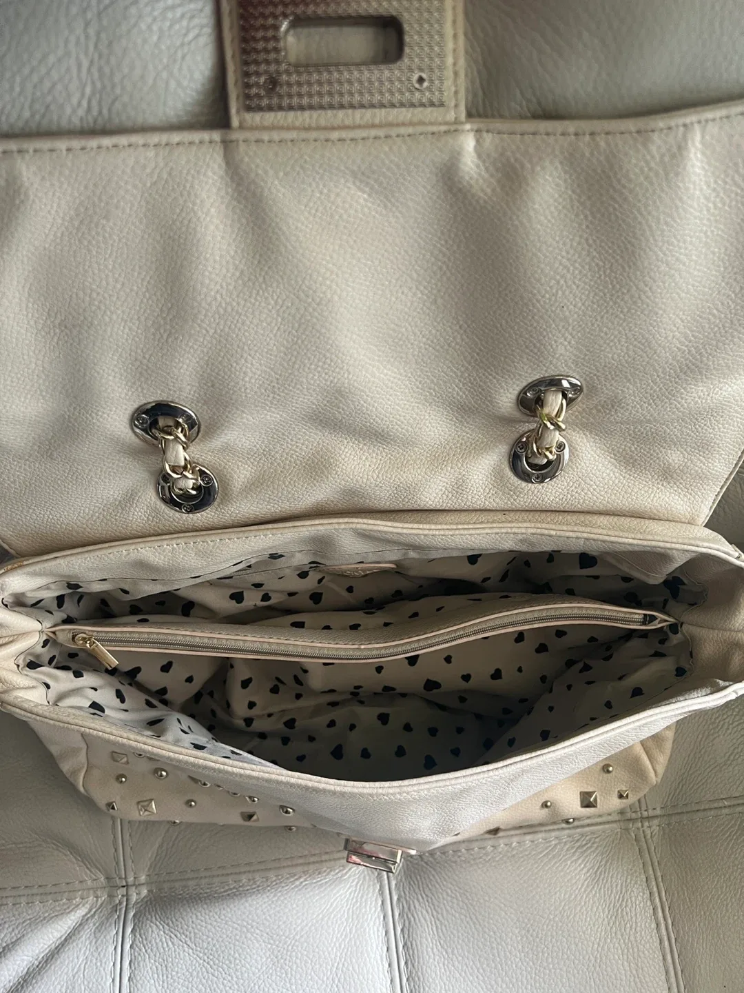Cream/Gold Studded Shoulder Bag image indicator(7)