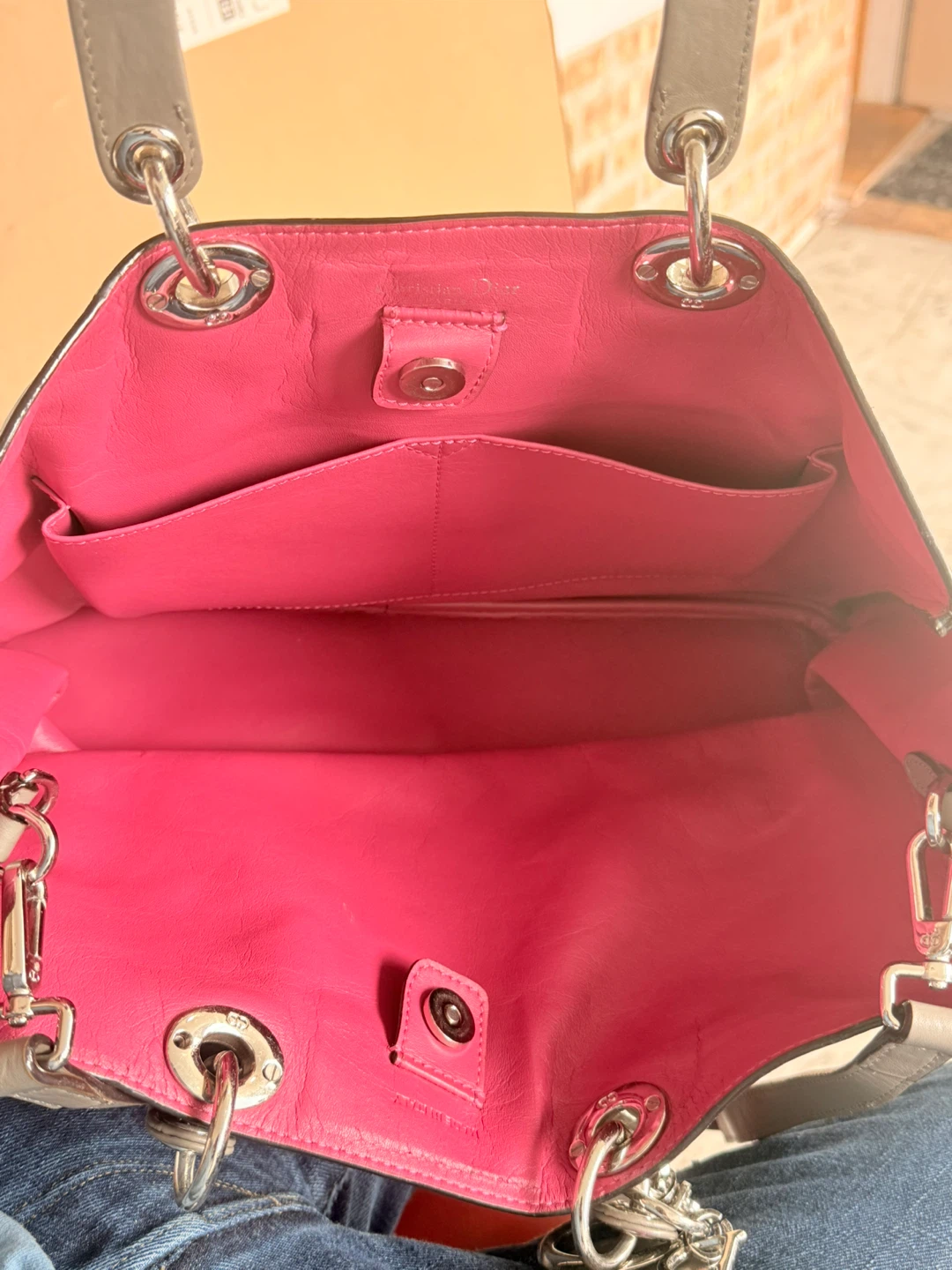 Dior Leather Tote Bag - Gray - photo 3