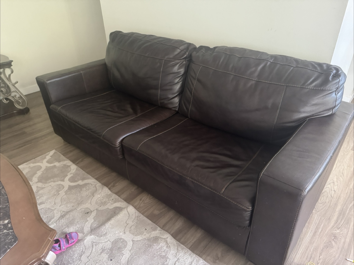 Brown Leather Sofa and Armchair Set - photo 2