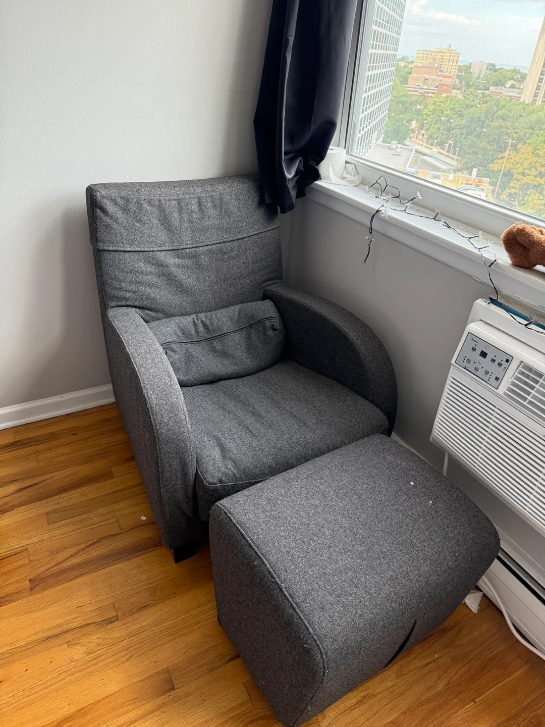 Gray Armchair with Ottoman thumbnail