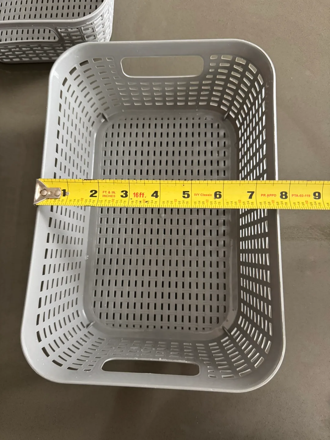 (Set of 3) Gray Plastic Storage Baskets