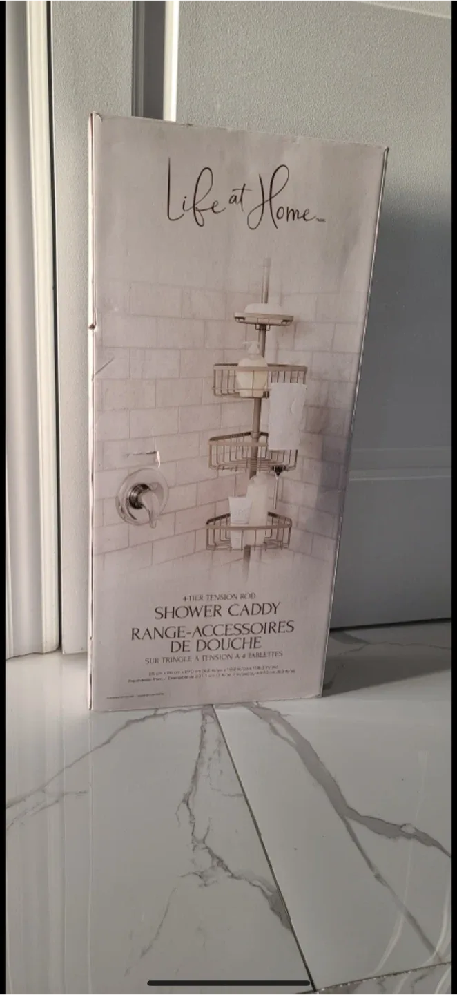 Life at Home 4-Tier Tension Rod Shower Caddy - NEW