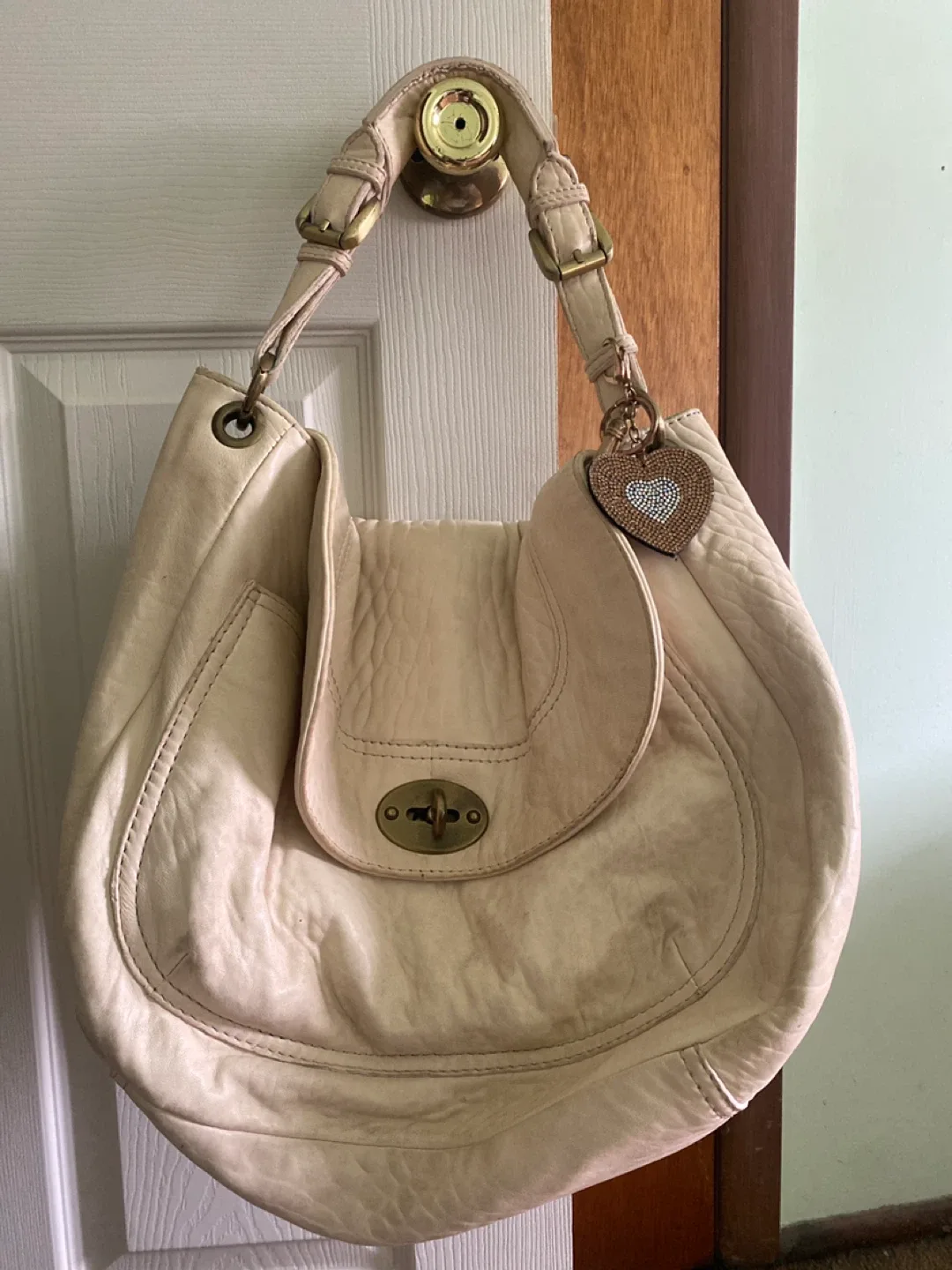 Frye Cream Leather Hobo Bag thumbnail