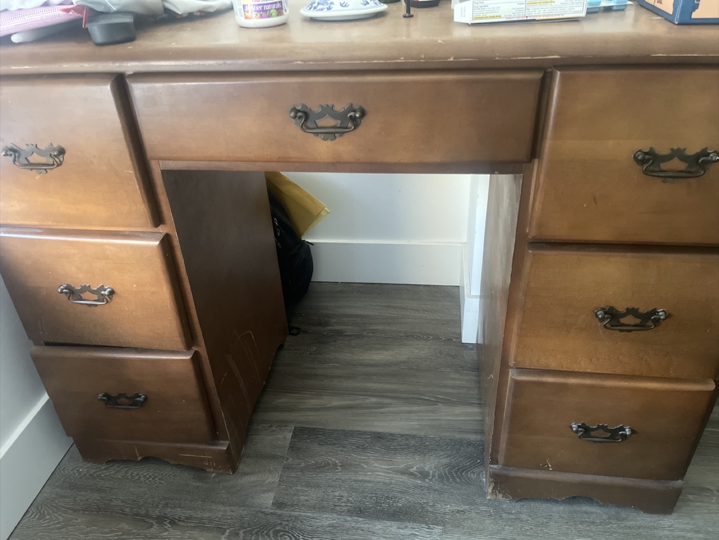 Wooden Desk with Drawers