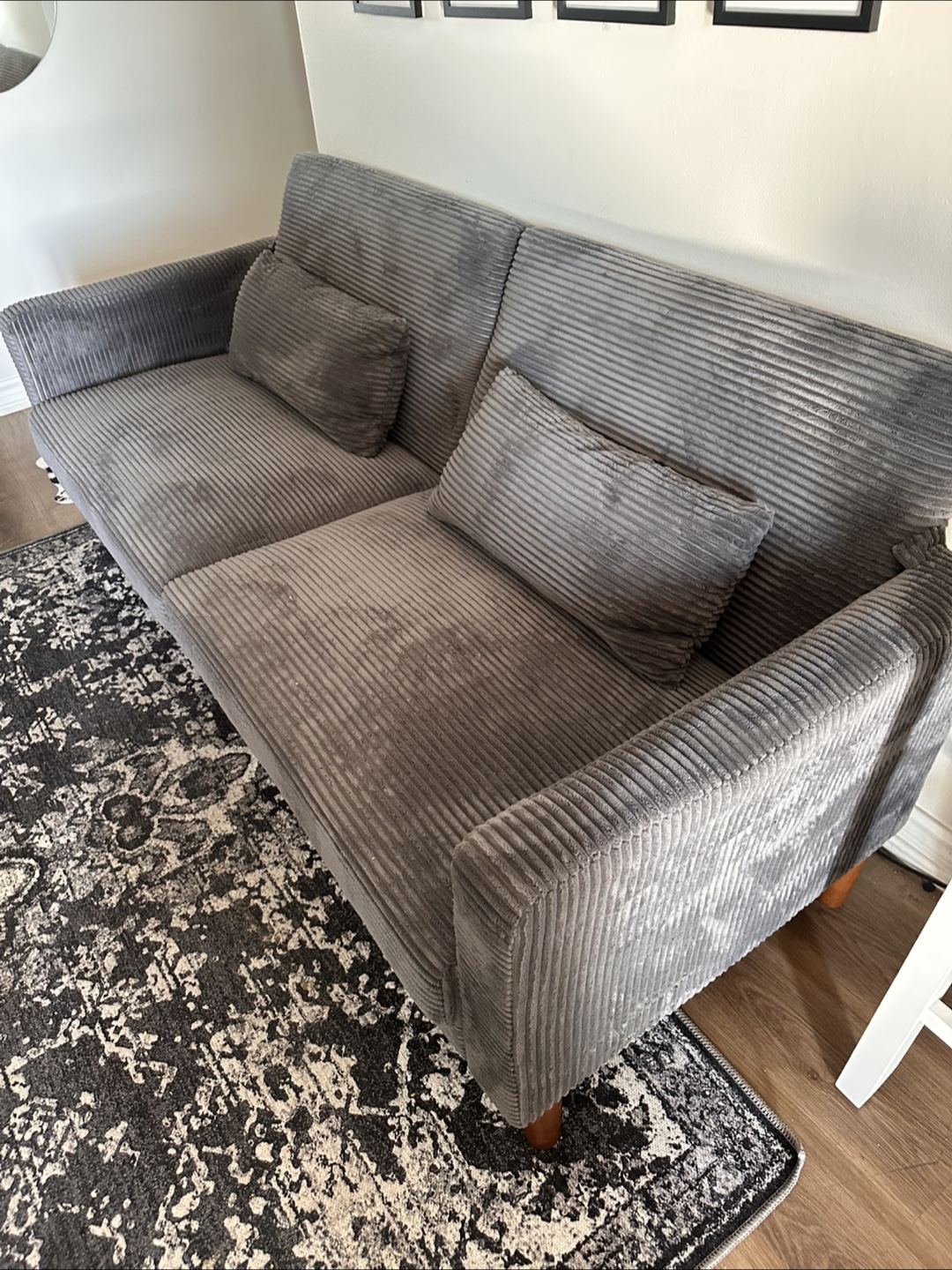 Grey Corduroy Loveseat Sofa - photo 3