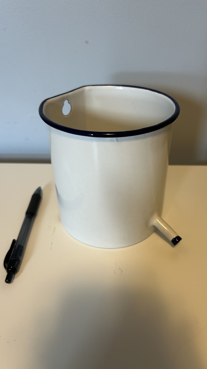 SOLD Vintage Enamel Ware container/ pot/wall decor