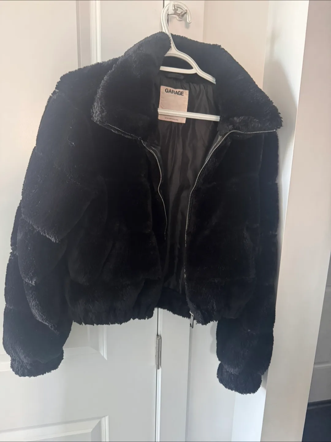 Garage Black Faux Fur Cropped Jacket thumbnail