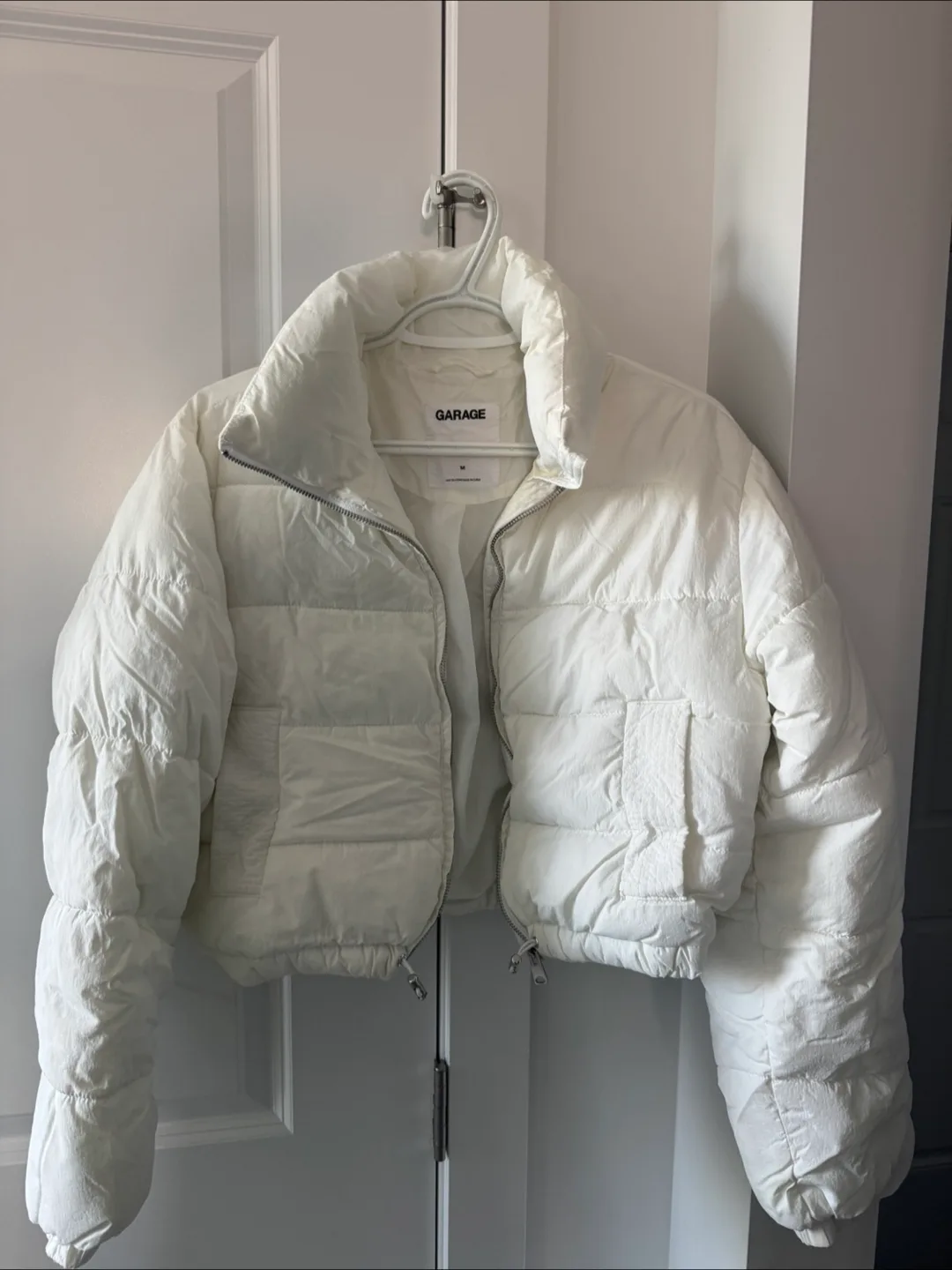 Garage White Puffer Jacket - Size M thumbnail