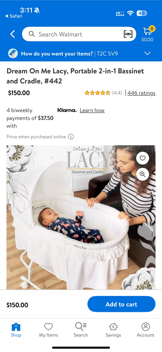 Portable 2-in-1 Bassinet & Cradle – Light Grey (NEW, SEALED)
