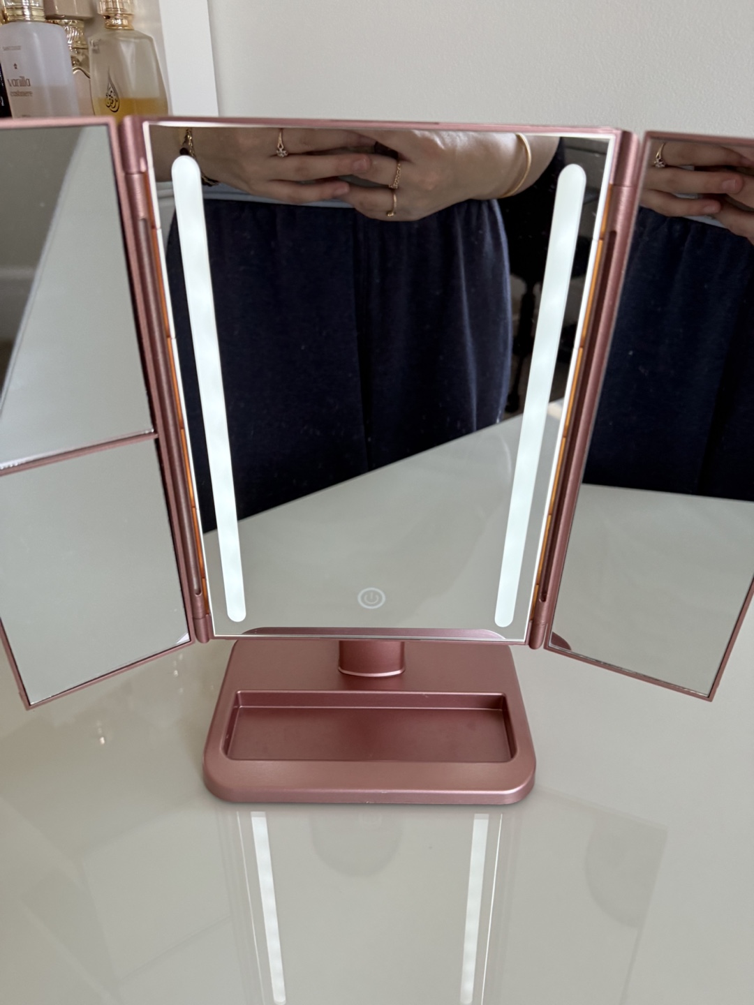 Rose Gold Tri-Fold Lighted Vanity Mirror - photo 4