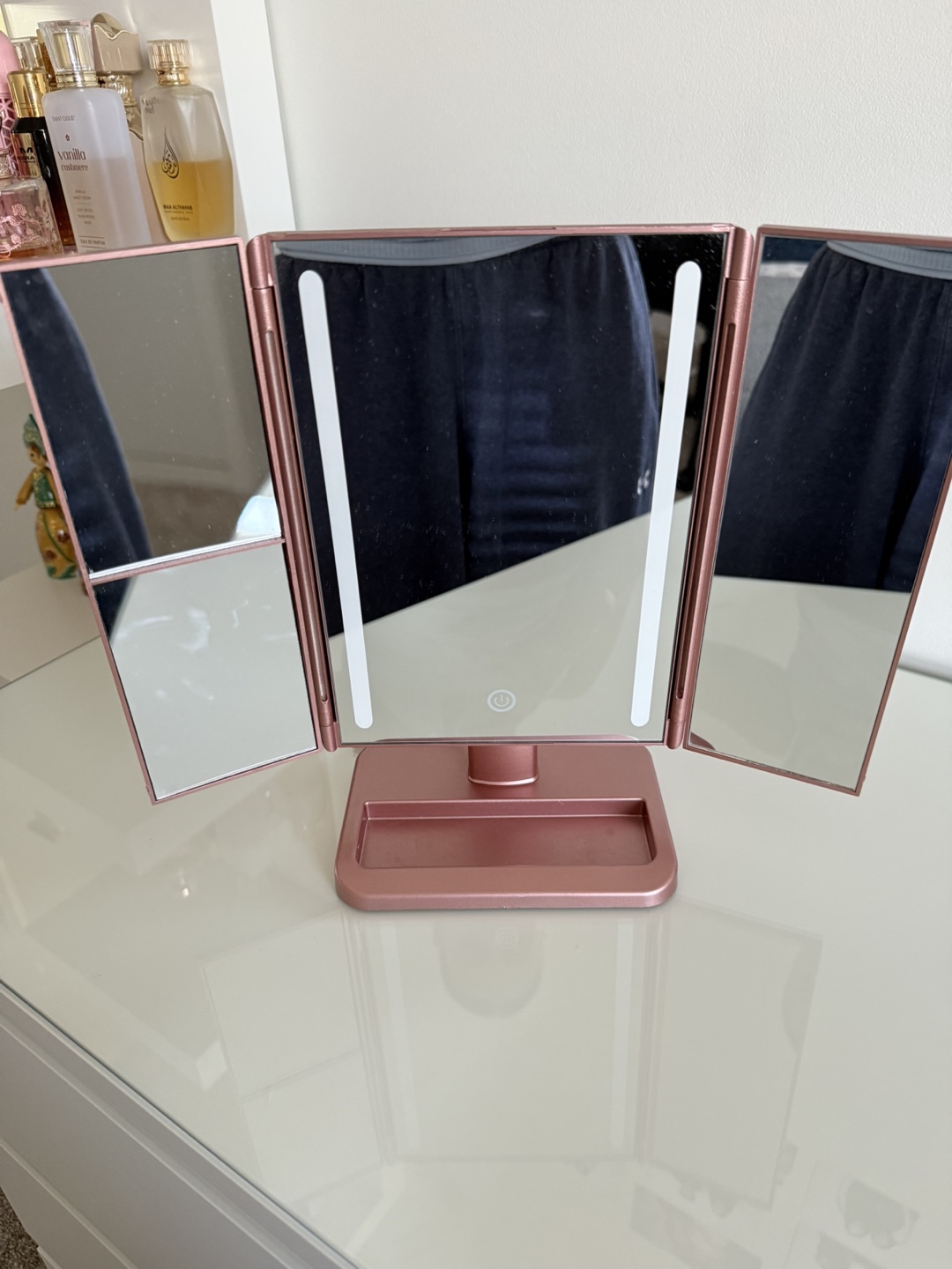 Rose Gold Tri-Fold Lighted Vanity Mirror - photo 3
