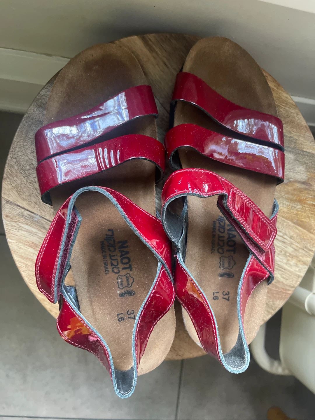 Naot Red Patent Leather Sandals Size 37