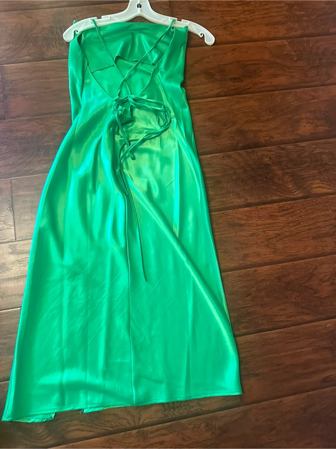 Green Satin Dress image indicator(2)