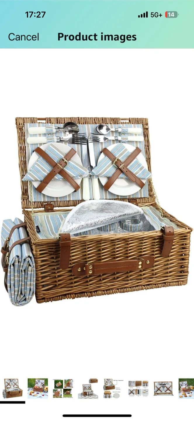 Wicker Picnic Basket with Blanket image indicator(6)