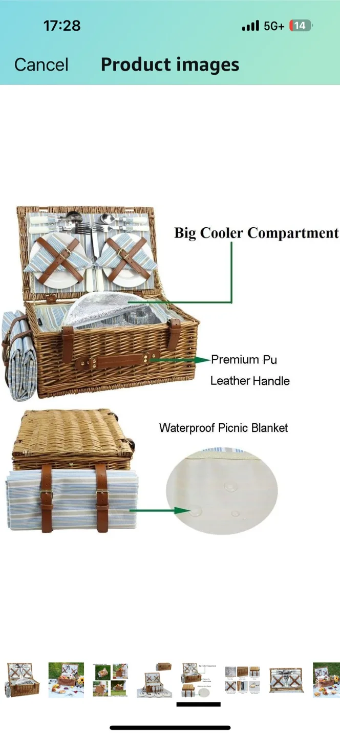 Wicker Picnic Basket with Blanket image indicator(7)