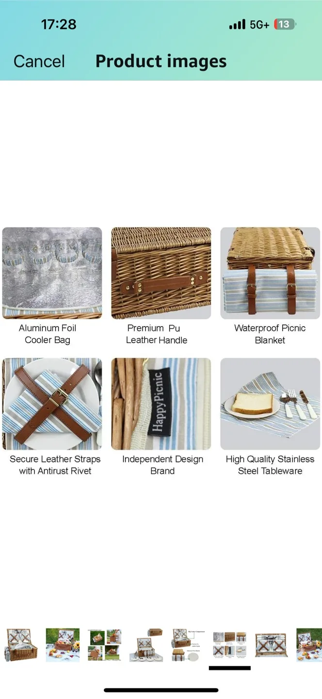Wicker Picnic Basket with Blanket image indicator(8)
