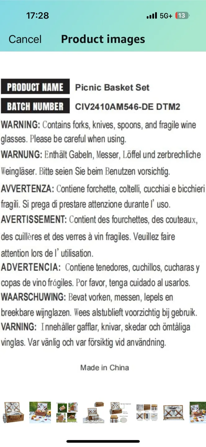 Wicker Picnic Basket with Blanket image indicator(9)