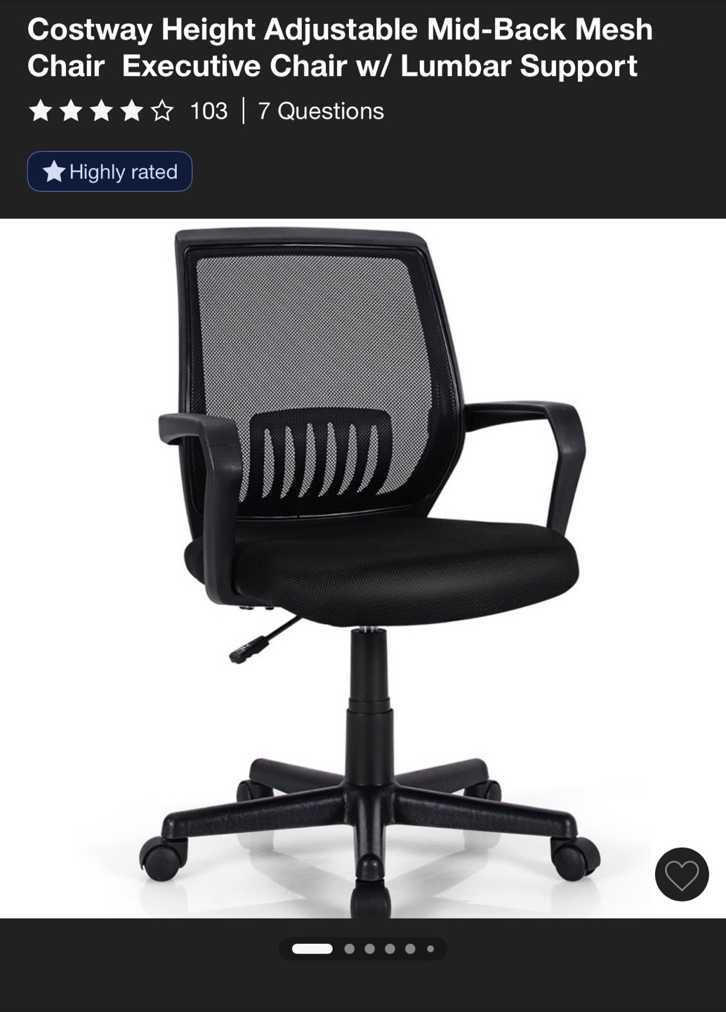Costway Adjustable Mesh Office Chair - photo 4