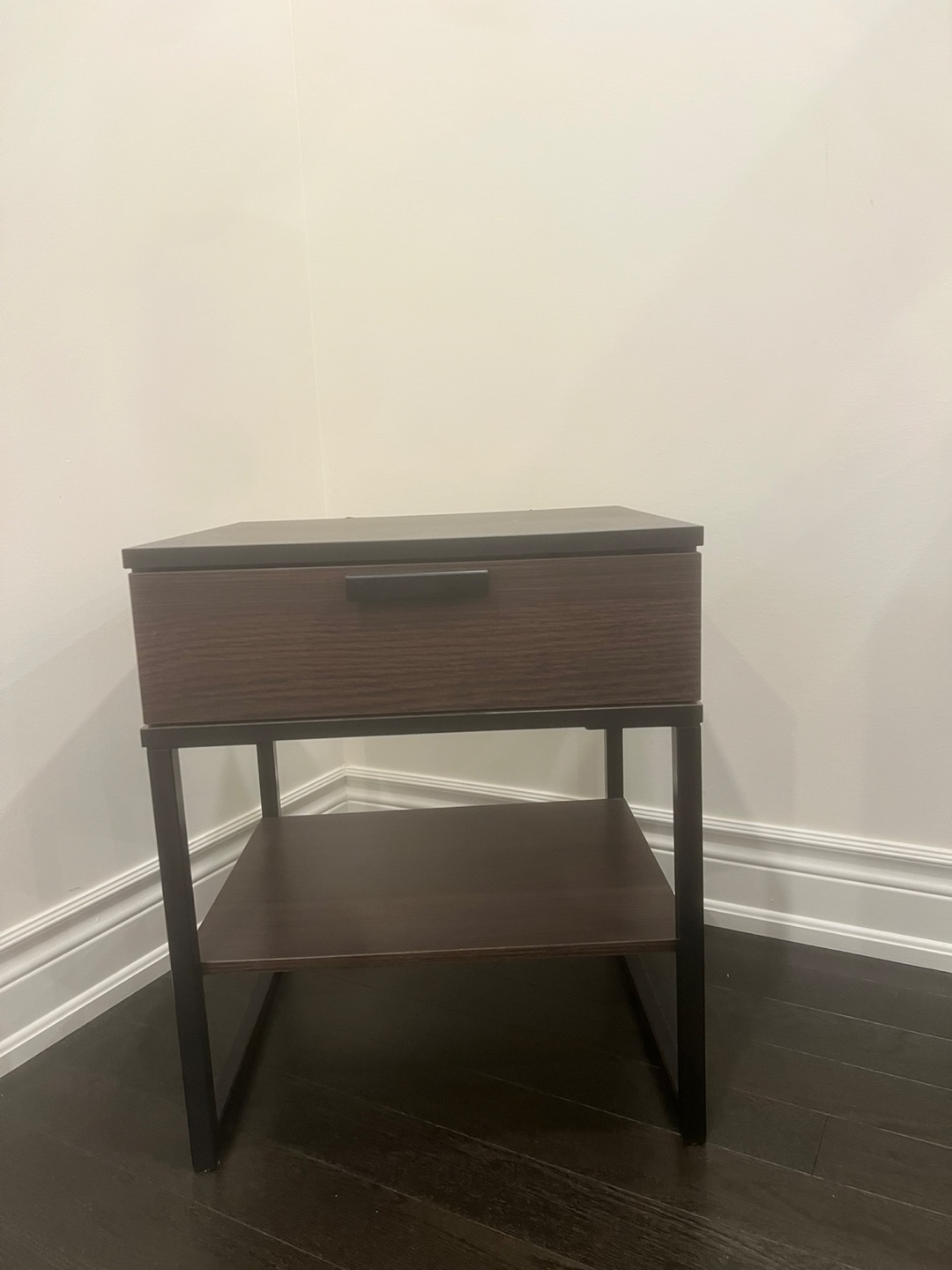 Brown Wood Nightstand with Drawer - photo 2