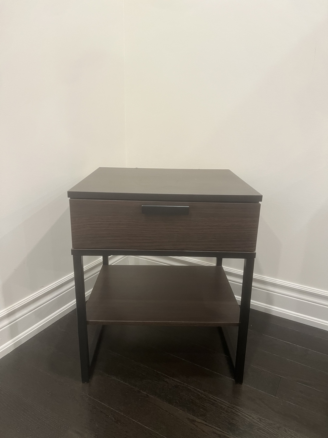 Brown Wood Nightstand with Drawer - photo 4