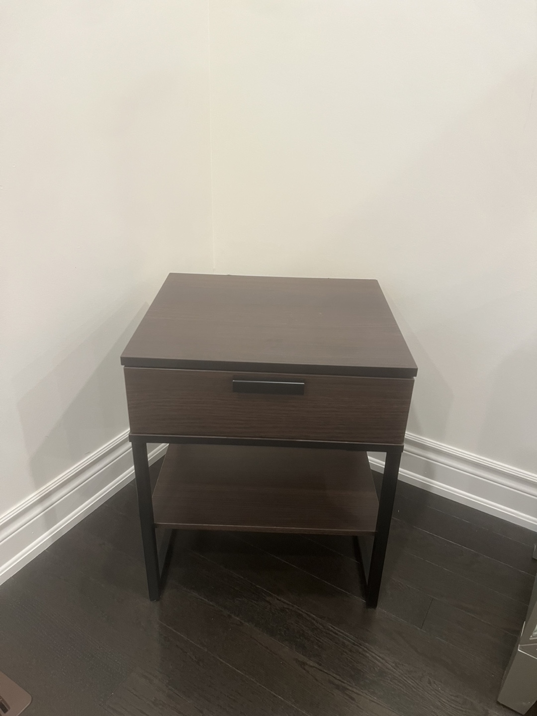 Brown Wood Nightstand with Drawer - photo 3
