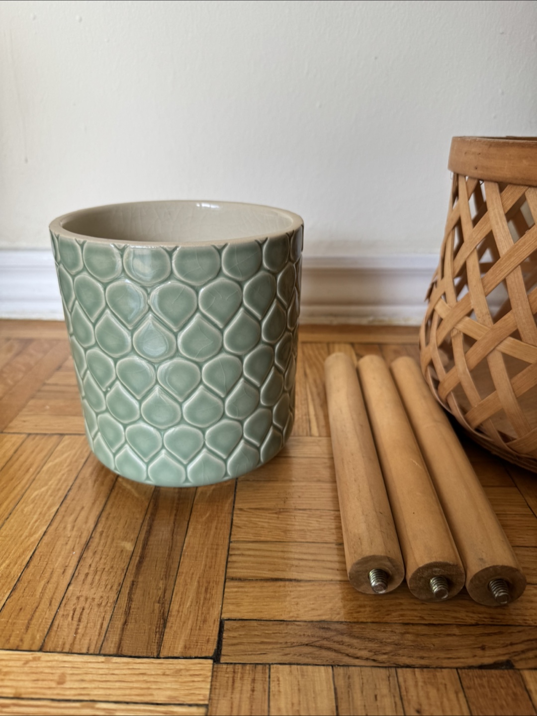 Anko Small Bamboo Pot Holder with ceramic pot - photo 5